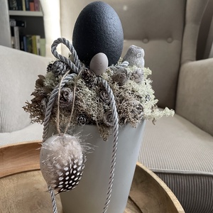 Húsvéti asztaldísz ezüst és szürke színben tojásokkal - ünnepi díszek, dekorációk - húsvéti díszek és dekorációk - húsvéti asztaldíszek - Meska.hu