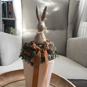 Húsvéti asztaldísz nyuszival és termésekkel - ünnepi díszek, dekorációk - húsvéti díszek és dekorációk - húsvéti asztaldíszek - Meska.hu