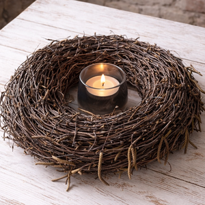 Tavaszi nyírfavesszőből szorosan kötött asztaldísz mécsessel - otthon & életmód - dekoráció - asztal és polc dekoráció - asztaldísz - Meska.hu