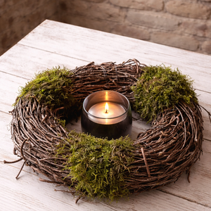Tavaszi nyírfaágból és mohából készített nagy asztaldísz mécsessel - otthon & életmód - dekoráció - asztal és polc dekoráció - asztaldísz - Meska.hu