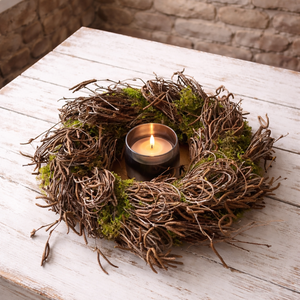 Tavaszi nyírfavesszőből és mohából kötött nagy asztaldísz mécsessel, Otthon & Életmód, Dekoráció, Asztal és polc dekoráció, Asztaldísz, Virágkötés, MESKA