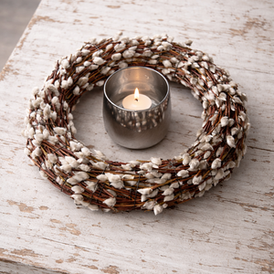 Csodás tavaszi barkás asztaldísz mécsessel, Húsvétra, Ünnepi díszek, dekorációk, Húsvéti díszek és dekorációk, Húsvéti asztaldíszek, Virágkötés, MESKA