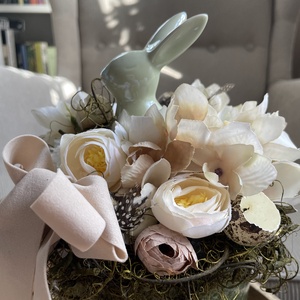 Húsvéti pasztell asztaldísz nyuszival fürjtojásokkal - ünnepi díszek, dekorációk - húsvéti díszek és dekorációk - húsvéti asztaldíszek - Meska.hu