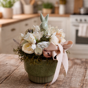 Húsvéti pasztell asztaldísz nyuszival fürjtojásokkal - ünnepi díszek, dekorációk - húsvéti díszek és dekorációk - húsvéti asztaldíszek - Meska.hu