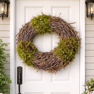 Tavaszi nyírfaágból és mohából készített nagy ajtódísz, Otthon & Életmód, Dekoráció, Ajtó- és ablak dekoráció, Ajtódísz & Kopogtató, Virágkötés, MESKA