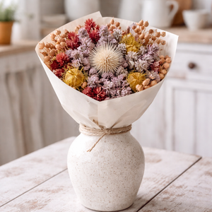 Szárazvirág csokor natúr és sárgás színekkel - Meska.hu