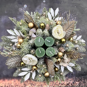 Elegáns, zöld-arany adventi asztaldísz - karácsony - adventi díszek - adventi asztaldísz - Meska.hu