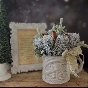 Télapós asztaldísz, Karácsony, Karácsonyi lakásdekoráció, Karácsonyi lakásdíszek, Virágkötés, MESKA