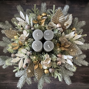 Szürke-arany adventi asztaldísz - karácsony - adventi díszek - adventi asztaldísz - Meska.hu