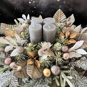 Szürke-arany adventi asztaldísz - karácsony - adventi díszek - adventi asztaldísz - Meska.hu