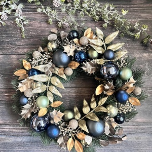 Kél-zöld-arany ajtódísz, Karácsony, Adventi díszek, Adventi ajtódísz, Virágkötés, MESKA