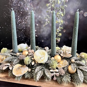 Zöld-arany adventi asztaldísz - Meska.hu