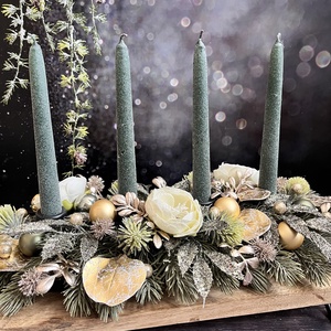 Zöld-arany adventi asztaldísz - karácsony - adventi díszek - adventi asztaldísz - Meska.hu