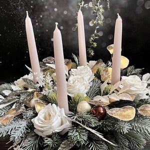 Krém-arany adventi asztaldísz - karácsony - adventi díszek - adventi asztaldísz - Meska.hu