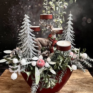 Piros rénszarvasos adventi asztaldísz - karácsony - adventi díszek - adventi asztaldísz - Meska.hu