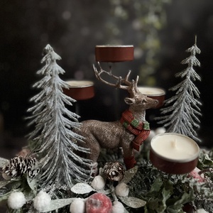 Piros rénszarvasos adventi asztaldísz - karácsony - adventi díszek - adventi asztaldísz - Meska.hu