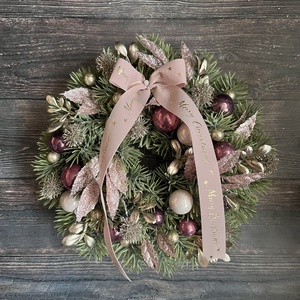 Burgundi-rózsaszín ajtódísz - karácsony - adventi díszek - adventi ajtódísz - Meska.hu