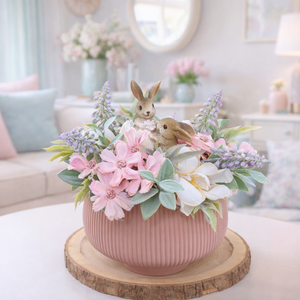 Húsvéti asztaldísz - rózsaszín, Otthon & Életmód, Dekoráció, Ajtó- és ablak dekoráció, Ajtódísz & Kopogtató, Virágkötés, MESKA
