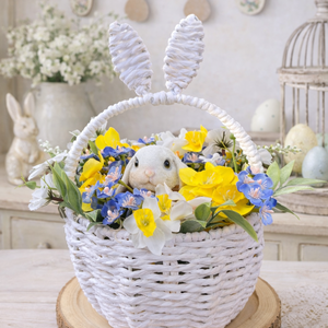 Nyuszifül asztaldísz - sárga - Meska.hu