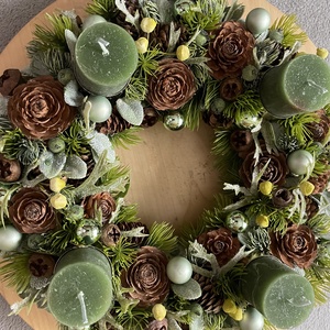 Zöld csillogás adventi koszorú - Meska.hu