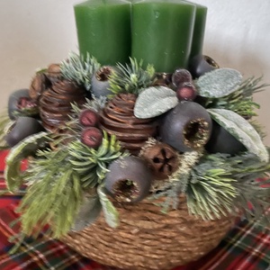 Adventi dísz tengerifű kosárban - otthon & életmód - dekoráció - asztal és polc dekoráció - asztaldísz - Meska.hu