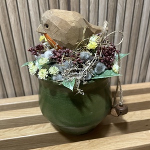 Madárka kaspóban - Meska.hu