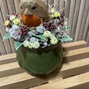 Madárka kaspóban - otthon & életmód - dekoráció - asztal és polc dekoráció - asztaldísz - Meska.hu