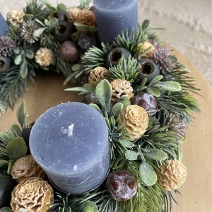 Kék adventi koszorú - karácsony - adventi díszek - adventi koszorú - Meska.hu
