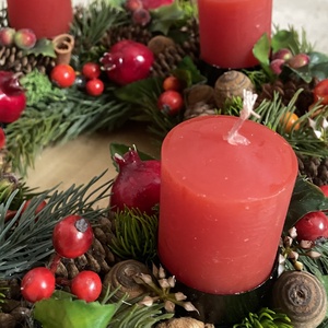 Piros gyertyás adventi koszorú  - Meska.hu