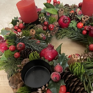 Piros gyertyás adventi koszorú  - karácsony - adventi díszek - adventi asztaldísz - Meska.hu