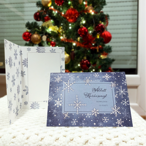 Hópelyhek karácsonyi üdvözlőlap, Karácsony, Karácsonyi ajándékozás, Karácsonyi képeslap, üdvözlőlap, ajándékkísérő, Fotó, grafika, rajz, illusztráció, Festészet, MESKA