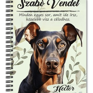 Személyre szabható - Dobermann portré mintás A6-os füzet, Otthon & Életmód, Papír, írószer, Jegyzetfüzet & Napló, , MESKA