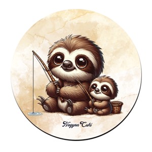 Cuki lajhár Apa és gyermeke horgásznak mintás pohár alátét, , , MESKA