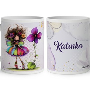 Névvel kérhető - Bájos ibolya virágos tündér mintás bögre, Otthon & Életmód, Konyhafelszerelés, tálalás, Tálalás, Bögre & Csésze, , MESKA