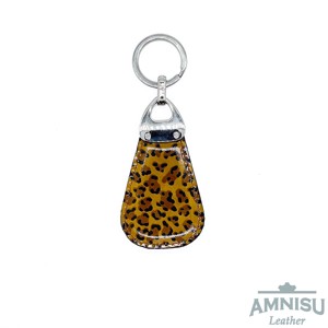 Barna párducmintás lakk csepp alakú swarovski köves bőr kulcstartó H9020 - táska & tok - kulcstartó & táskadísz - kulcstartó - Meska.hu