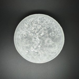 Szelenit korong Életfa Nap és Hold mintával 18 cm, Kellékek & szerszámok, Ásvány alapanyag, Szelenit korong, , MESKA