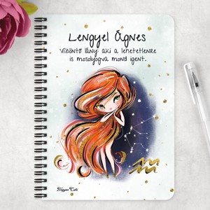 Személyre szabható - Vörös hajú Csini Vízöntő lány mintás A5-ös füzet - otthon & életmód - papír, írószer - jegyzetfüzet & napló - Meska.hu