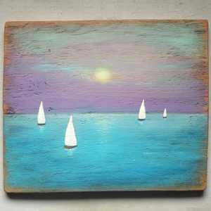 Vitorlások, Művészet, Festmény, Akril, Festészet, MESKA