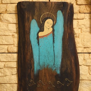 Türkiz angyal, Művészet, Festmény, Akril, Festészet, MESKA