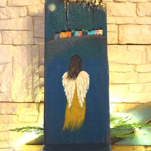 Angyal mécsestartó, Művészet, Festmény, Akril, Famegmunkálás, Festészet, MESKA