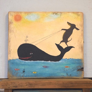 A hullámlovas , Művészet, Festmény, Akril, Festészet, Famegmunkálás, MESKA