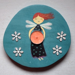 Tündéres mécsestartó, Művészet, Festmény, Akril, Famegmunkálás, Festészet, MESKA