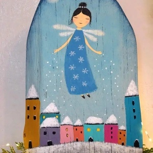 Hótündér, Művészet, Festmény, Akril, Festészet, Famegmunkálás, MESKA