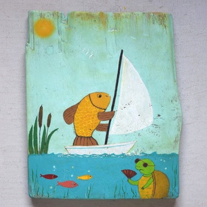 Vitorlázó halacska, Művészet, Festmény, Akril, Festészet, MESKA