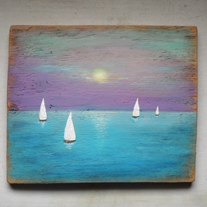 Vitorlások, Művészet, Festmény, Akril, Festészet, MESKA