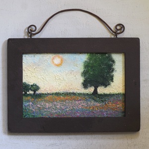 Virágos mező, Művészet, Festmény, Akril, Festészet, Akrillal festett egyedi kép. Mérete 18x13 cm., MESKA