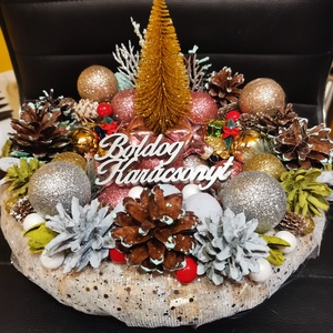 Karácsonyi adventi asztali koszorú  - karácsony - adventi díszek - adventi koszorú - Meska.hu