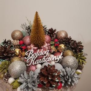Karácsonyi adventi asztali koszorú  - karácsony - adventi díszek - adventi koszorú - Meska.hu