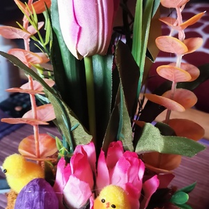 Tulipános húsvéti kaspó. Asztali dísz , Otthon & Lakás, Dekoráció, Virágdísz és tartó, Csokor & Virágdísz, Virágkötés, MESKA