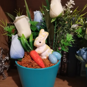 Húsvéti tulipános kék kaspó , Otthon & Lakás, Dekoráció, Asztal és polc dekoráció, Asztaldísz, Virágkötés, MESKA